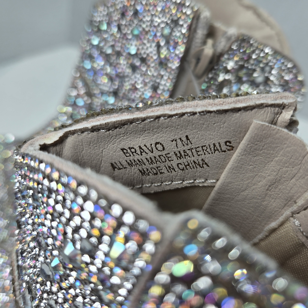 Sincerely Jules Silver Rhinestone Shimmering Cowboy Cowgirl Ankle Booties Size 7 - Picture 12 of 14